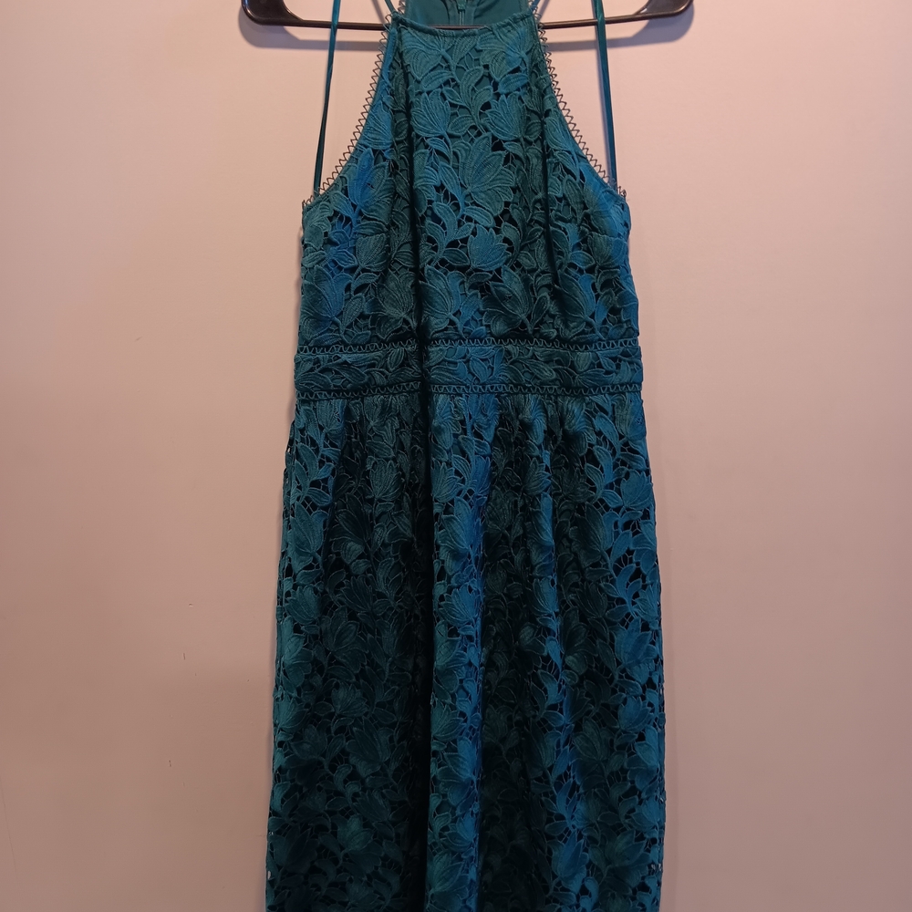 Elegant Teal Lace Dress
